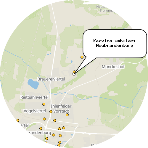 Kartenausschnitt für die Firma Kervita Ambulant Neubrandenburg
