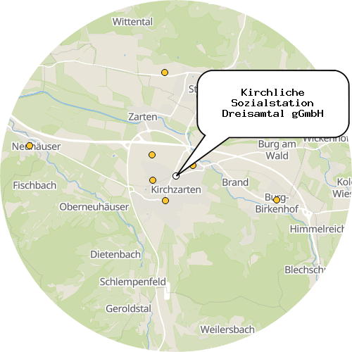 Kartenausschnitt für die Firma Kirchliche Sozialstation Dreisamtal gGmbH