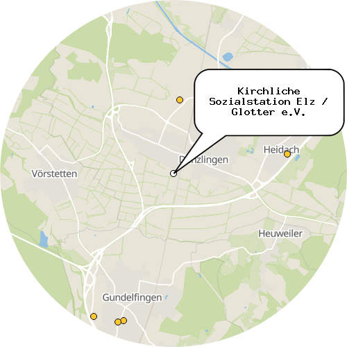 Kartenausschnitt für die Firma Kirchliche Sozialstation Elz / Glotter e.V.