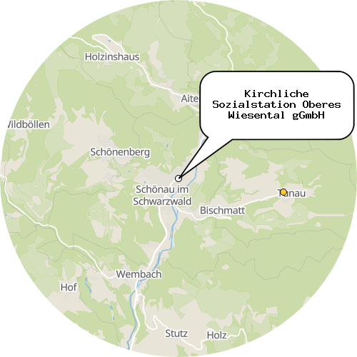 Kartenausschnitt für die Firma Kirchliche Sozialstation Oberes Wiesental gGmbH