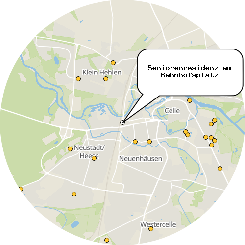 Kartenausschnitt für die Firma Seniorenresidenz am Bahnhofsplatz