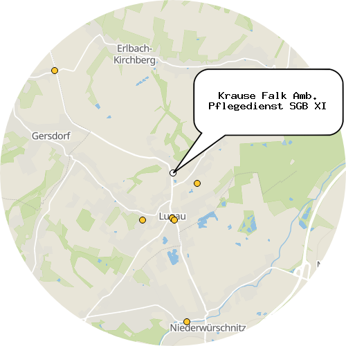 Kartenausschnitt für die Firma Krause Falk Amb. Pflegedienst SGB XI