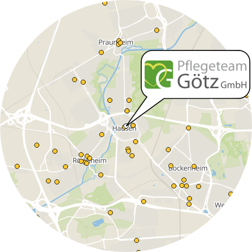 Kartenausschnitt für die Firma Pflegeteam Götz GmbH Ambulanter Pflegedienst