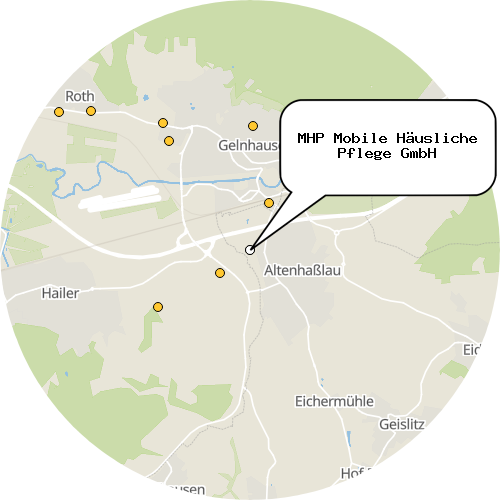 Kartenausschnitt für die Firma MHP Mobile Häusliche Pflege GmbH