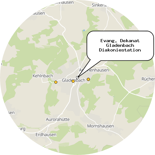 Kartenausschnitt für die Firma Evang. Dekanat Gladenbach Diakoniestation