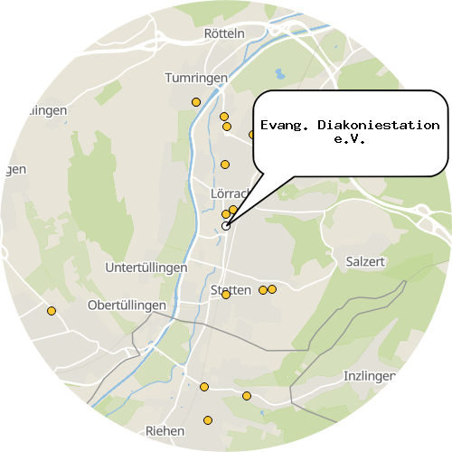 Kartenausschnitt für die Firma Evang. Diakoniestation e.V.