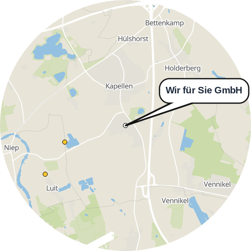 Kartenausschnitt für die Firma Wir für Sie GmbH