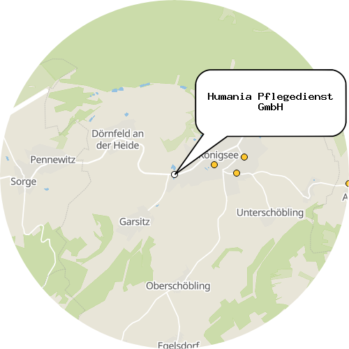 Kartenausschnitt für die Firma Humania Pflegedienst GmbH
