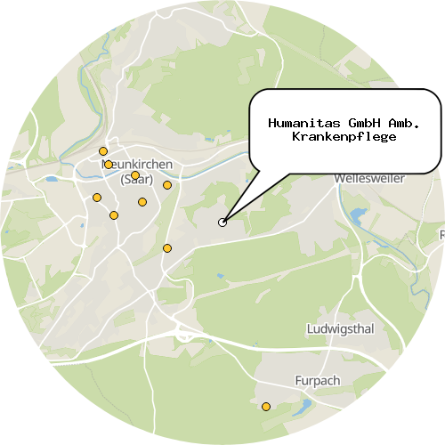 Kartenausschnitt für die Firma Humanitas GmbH Amb. Krankenpflege