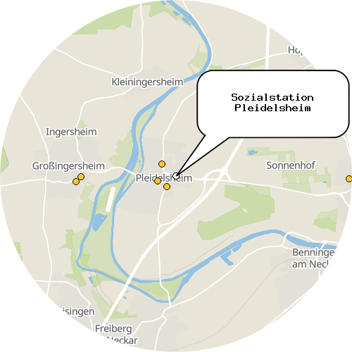 Kartenausschnitt für die Firma Sozialstation Pleidelsheim