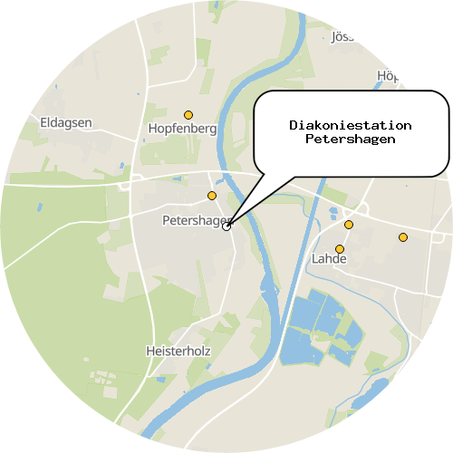 Kartenausschnitt für die Firma Diakoniestation Petershagen
