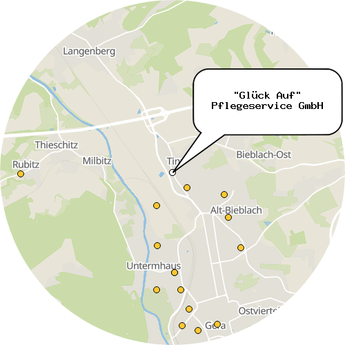 Kartenausschnitt für die Firma "Glück Auf" Pflegeservice GmbH