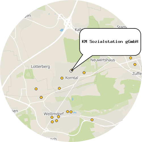 Kartenausschnitt für die Firma KM Sozialstation gGmbH