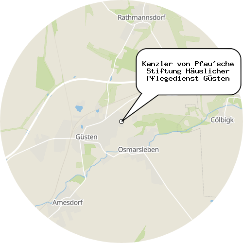 Kartenausschnitt für die Firma Kanzler von Pfau'sche Stiftung Häuslicher Pflegedienst Güsten
