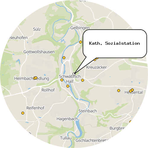 Kartenausschnitt für die Firma Kath. Sozialstation