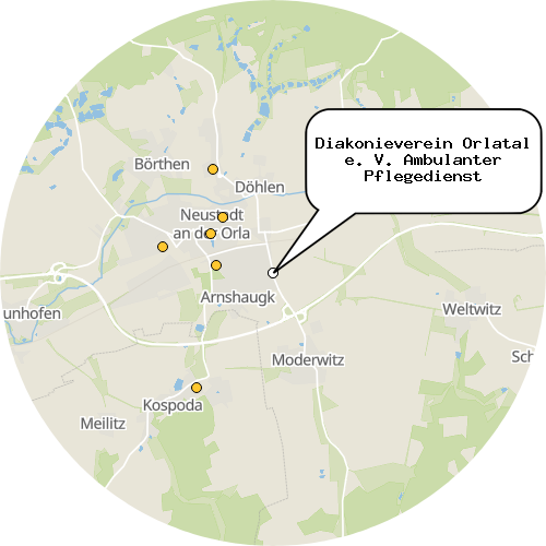 Kartenausschnitt für die Firma Diakonieverein Orlatal e. V. Ambulanter Pflegedienst