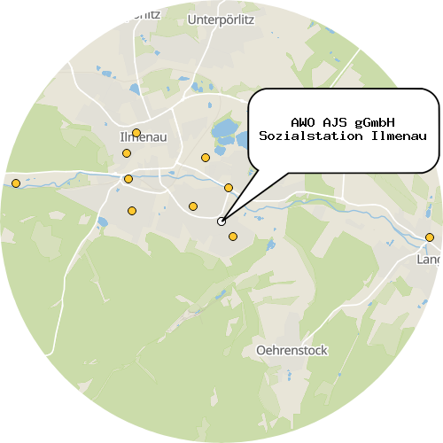 Kartenausschnitt für die Firma AWO AJS gGmbH Sozialstation Ilmenau