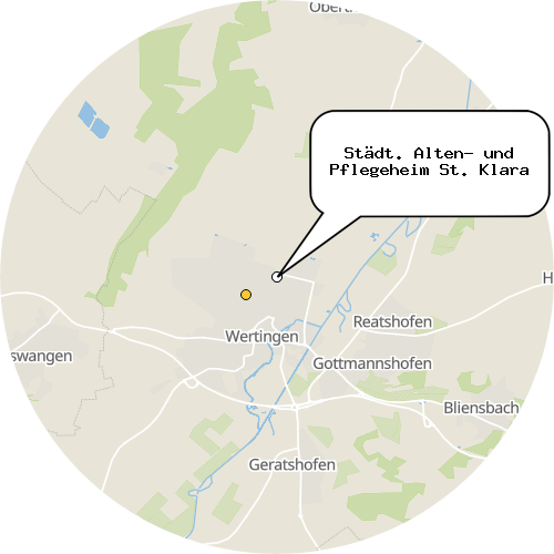 Kartenausschnitt für die Firma Städt. Alten- und Pflegeheim St. Klara
