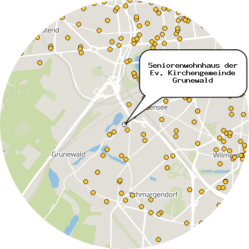 Kartenausschnitt für die Firma Seniorenwohnhaus der Ev. Kirchengemeinde Grunewald