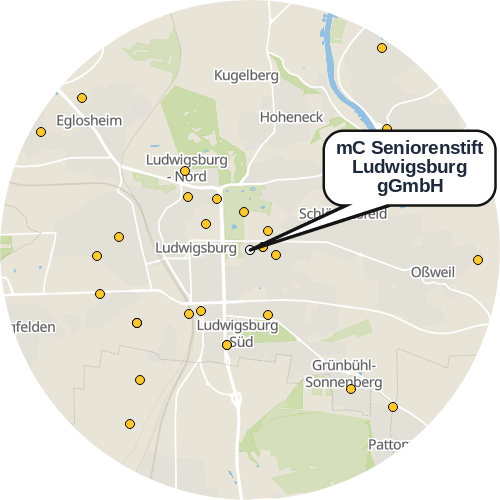 Kartenausschnitt für die Firma mC Seniorenstift Ludwigsburg gGmbH