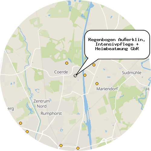 Kartenausschnitt für die Firma Regenbogen Außerklin. Intensivpflege + Heimbeatmung GbR