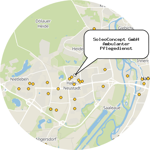 Kartenausschnitt für die Firma SoleoConcept GmbH Ambulanter Pflegedienst