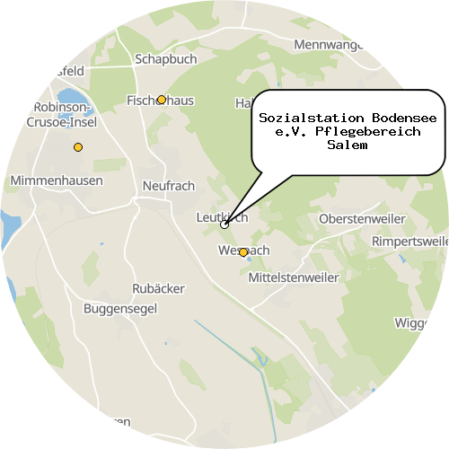 Kartenausschnitt für die Firma Sozialstation Bodensee e.V. Pflegebereich Salem