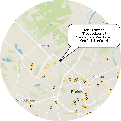 Kartenausschnitt für die Firma Ambulanter Pflegedienst Senioren-Zentrum Krefeld gGmbH