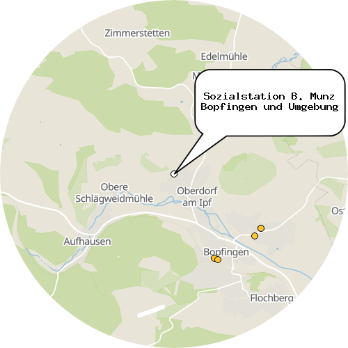 Kartenausschnitt für die Firma Sozialstation B. Munz Bopfingen und Umgebung
