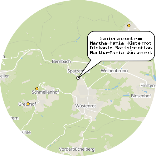 Kartenausschnitt für die Firma Seniorenzentrum Martha-Maria Wüstenrot Diakonie-Sozialstation Martha-Maria Wüstenrot