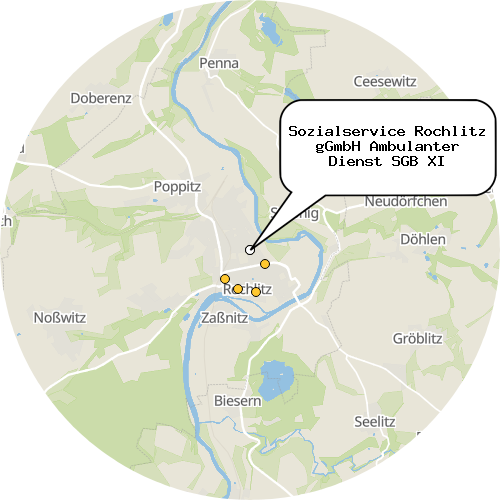 Kartenausschnitt für die Firma Sozialservice Rochlitz gGmbH Ambulanter Dienst SGB XI