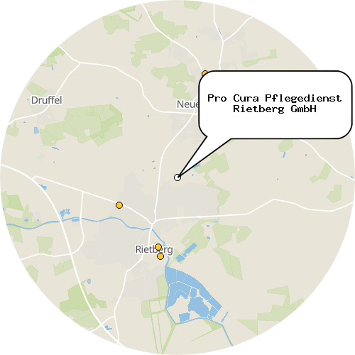 Kartenausschnitt für die Firma Pro Cura Pflegedienst Rietberg GmbH