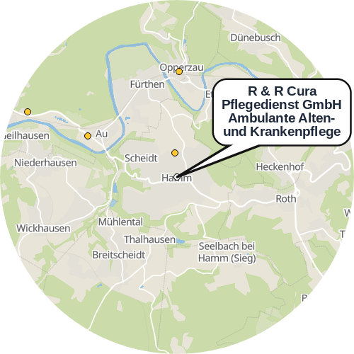 Kartenausschnitt für die Firma R & R Cura Pflegedienst GmbH Ambulante Alten- und Krankenpflege