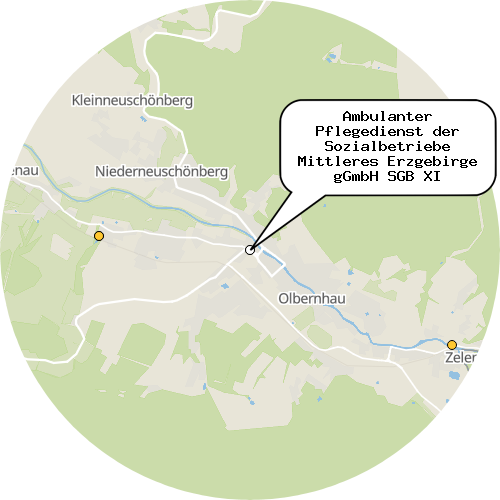 Kartenausschnitt für die Firma Ambulanter Pflegedienst der Sozialbetriebe Mittleres Erzgebirge gGmbH SGB XI