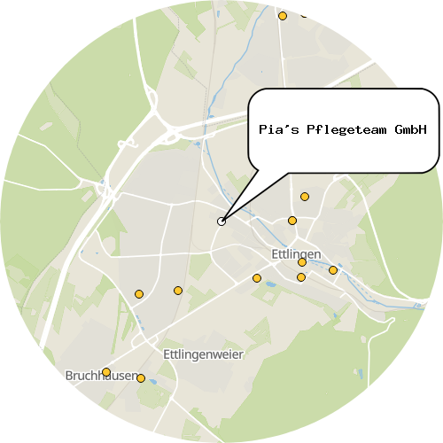 Kartenausschnitt für die Firma Pia's Pflegeteam GmbH