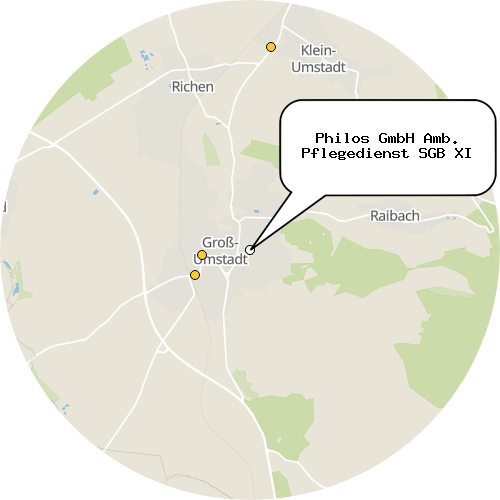 Kartenausschnitt für die Firma Philos GmbH Amb. Pflegedienst SGB XI