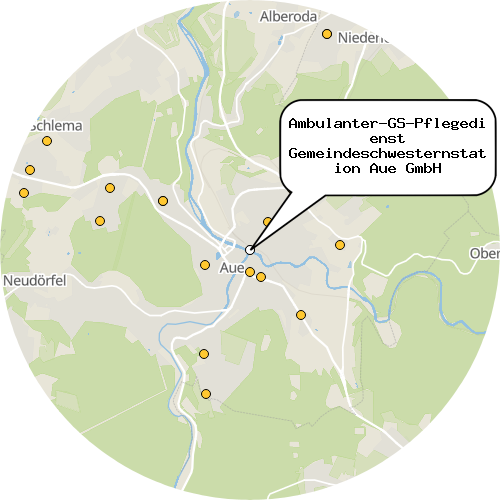 Kartenausschnitt für die Firma Ambulanter-GS-Pflegedienst Gemeindeschwesternstation Aue GmbH