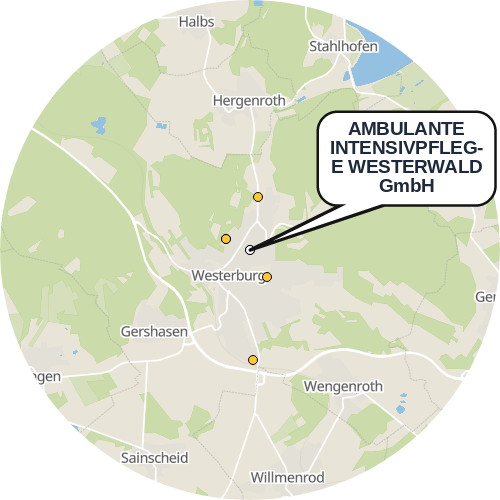 Kartenausschnitt für die Firma AMBULANTE INTENSIVPFLEGE WESTERWALD GmbH