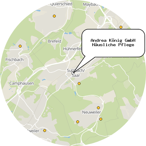 Kartenausschnitt für die Firma Andrea König GmbH Häusliche Pflege