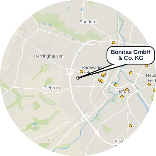 Kartenausschnitt für die Firma Bonitas GmbH & Co. KG
