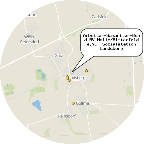 Kartenausschnitt für die Firma Arbeiter-Samariter-Bund RV Halle/Bitterfeld e.V.  Sozialstation Landsberg