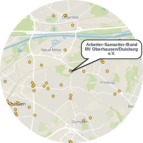 Kartenausschnitt für die Firma Arbeiter-Samariter-Bund RV Oberhausen/Duisburg e.V.
