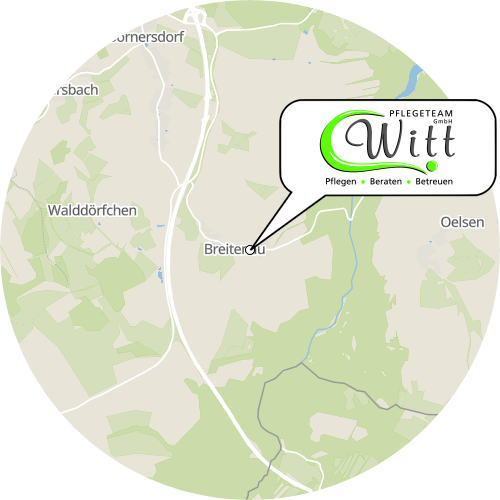 Kartenausschnitt für die Firma Pflegeteam C. Witt GmbH