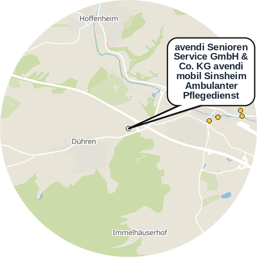 Kartenausschnitt für die Firma avendi Senioren Service GmbH   & Co. KG avendi mobil Sinsheim Ambulanter Pflegedienst