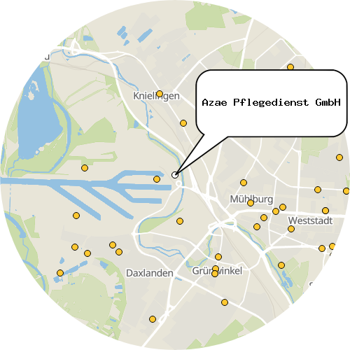 Kartenausschnitt für die Firma Azae Pflegedienst GmbH