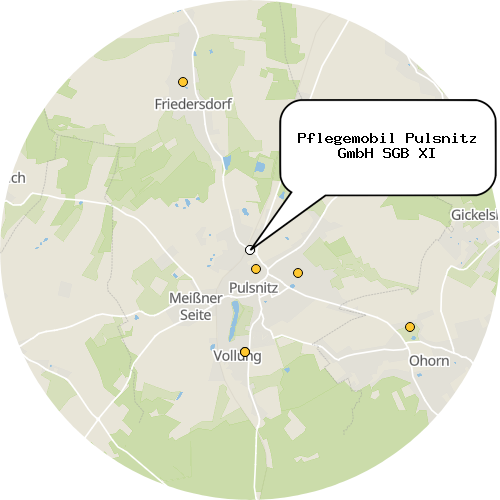 Kartenausschnitt für die Firma Pflegemobil Pulsnitz GmbH SGB XI