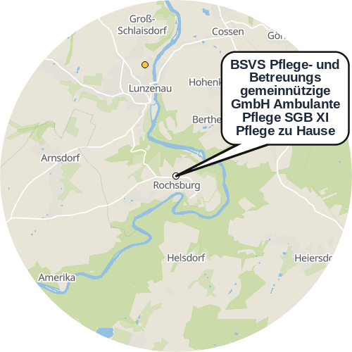 Kartenausschnitt für die Firma BSVS Pflege- und Betreuungs gemeinnützige GmbH Ambulante Pflege SGB XI Pflege zu Hause