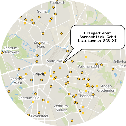 Kartenausschnitt für die Firma Pflegedienst Sonnenblick GmbH Leistungen SGB XI