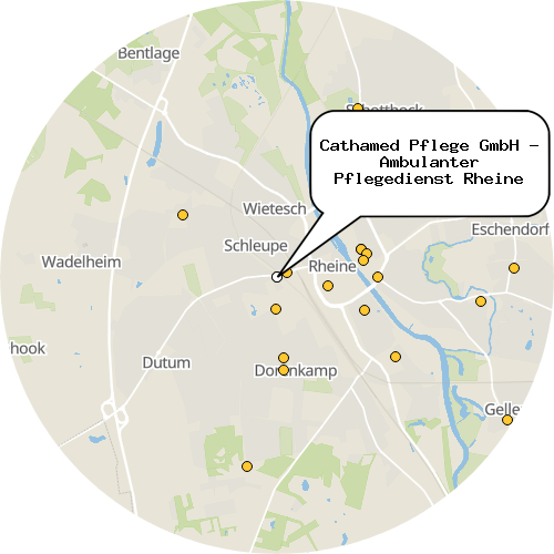 Kartenausschnitt für die Firma Cathamed Pflege GmbH - Ambulanter Pflegedienst Rheine