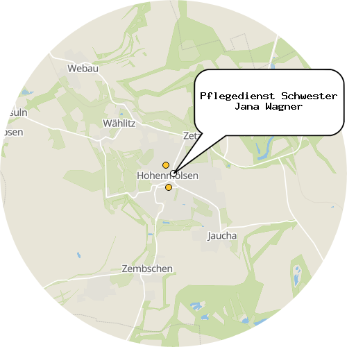 Kartenausschnitt für die Firma Pflegedienst Schwester Jana Wagner